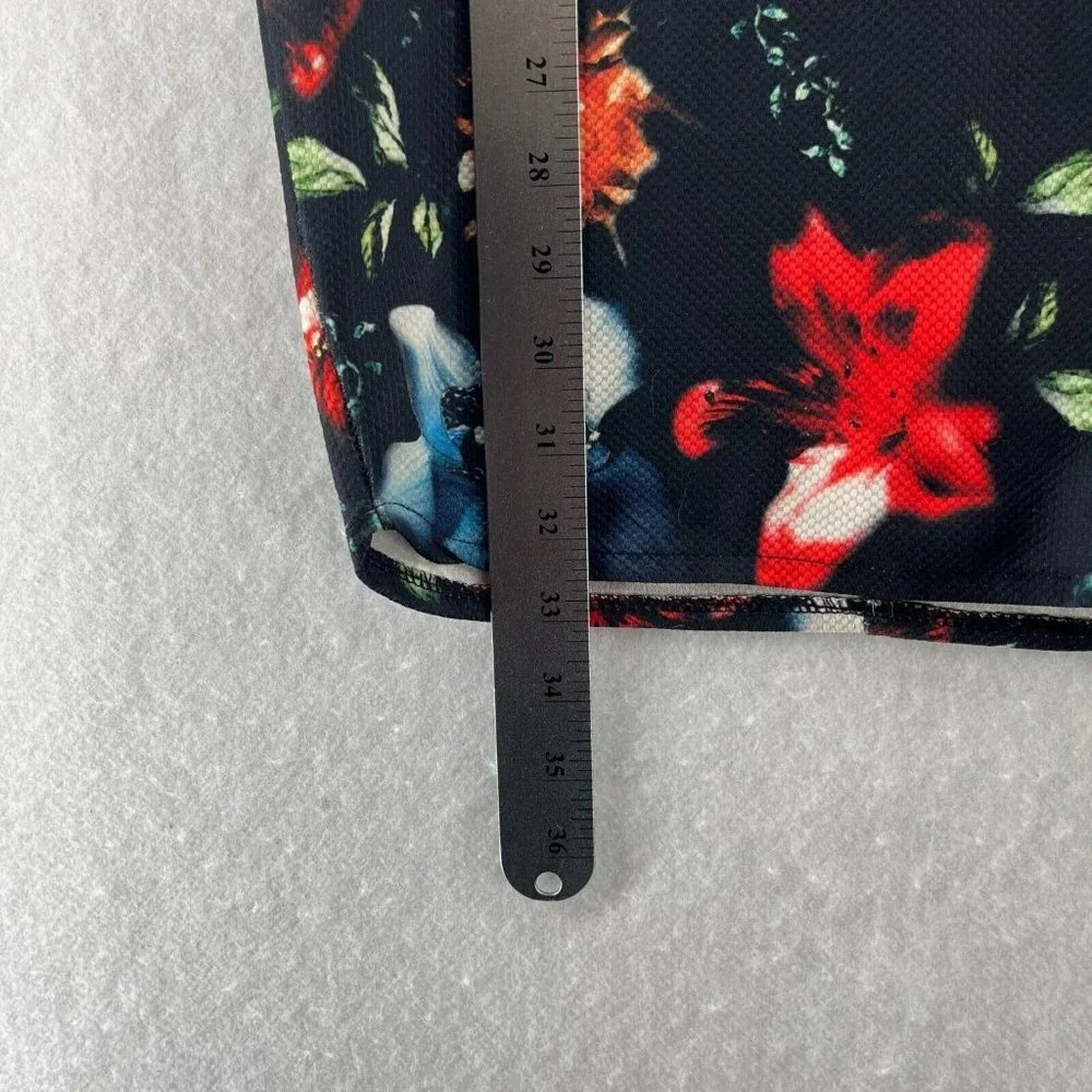 Pull&Bear Sheath Dress EUR S MEX 26 US 4 Mini Floral Sleeveless Back Zip Black - Picture 11 of 11